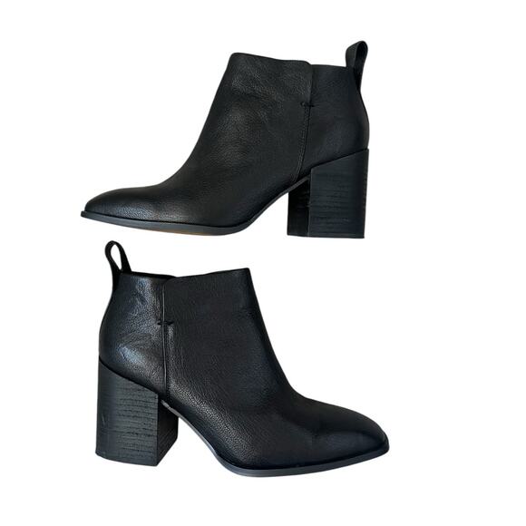 Vionic Lyssa Bootie Boots Black Leather Square Toe Ankle Zip Womens Size 8.5 - Picture 1 of 8